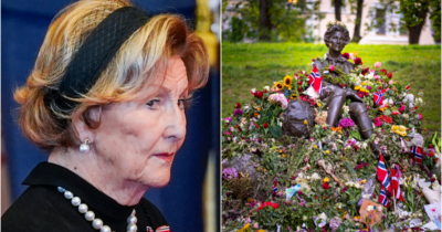 Dronning Sonja gikk tur i Slottsparken onsdag.