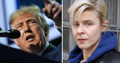 Donald Trump peker under en tale. Den svenske verdensartisten Robyn. Foto: TT