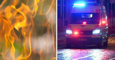Sjangerbildet: Ild og en ambulanse.