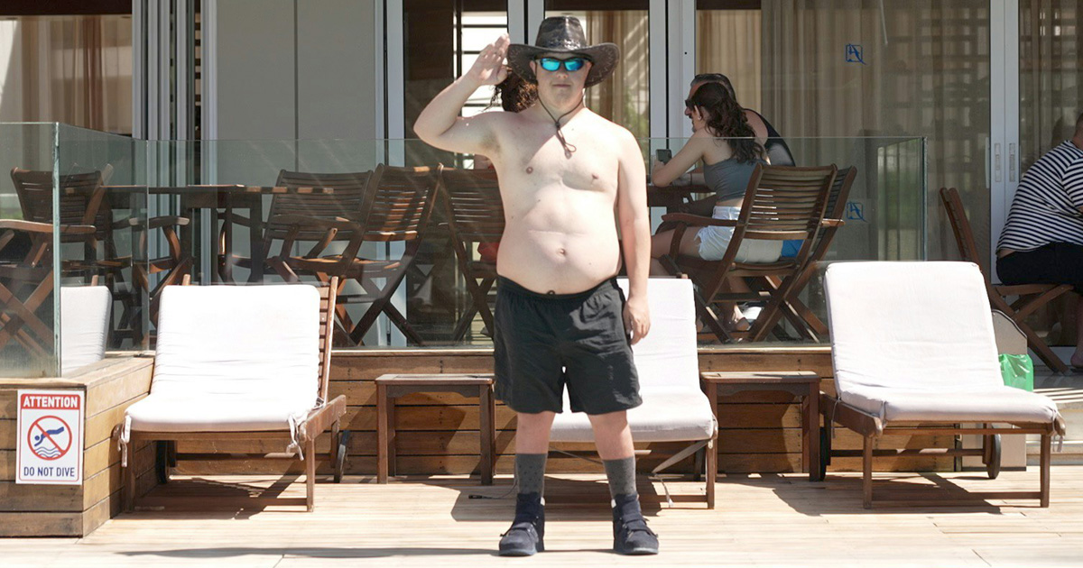 På billedet ses Jeff Pitzner under en badeferie på Rhodos sidste sommer.