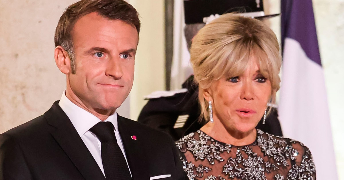 Emmanuel Macron sammen med sin hustru.