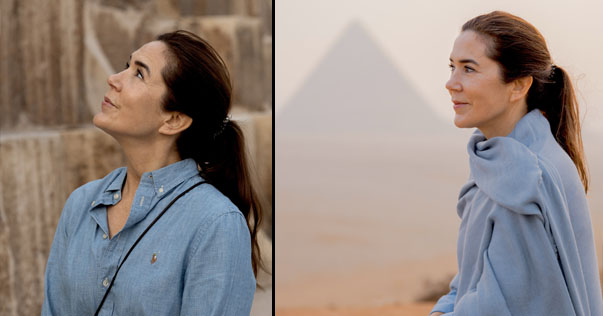 Dronning Mary besøgte pyramiderne.