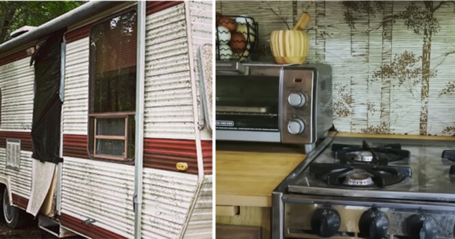 En hjemløs kvinde har ombygget campingvogn til sit hjem.