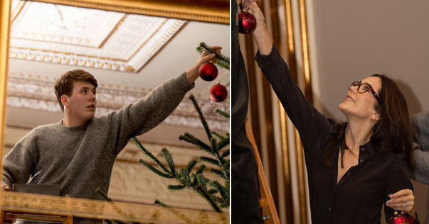 Kongefamilien pynter til jul