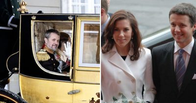 Kong Frederik og dronning Mary i Guldkareten på vej til nytårskur.