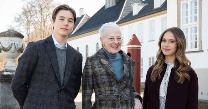 Prins Vincent, dronning Margrethe og prinsesse Josephine.