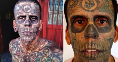 Leandro de Souza, l'uomo più tatuato del Brasile.