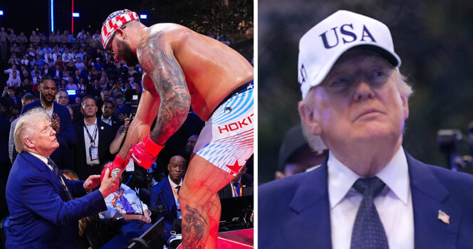 Trump e il combattente Josh Hokit. Credito / Getty Images
